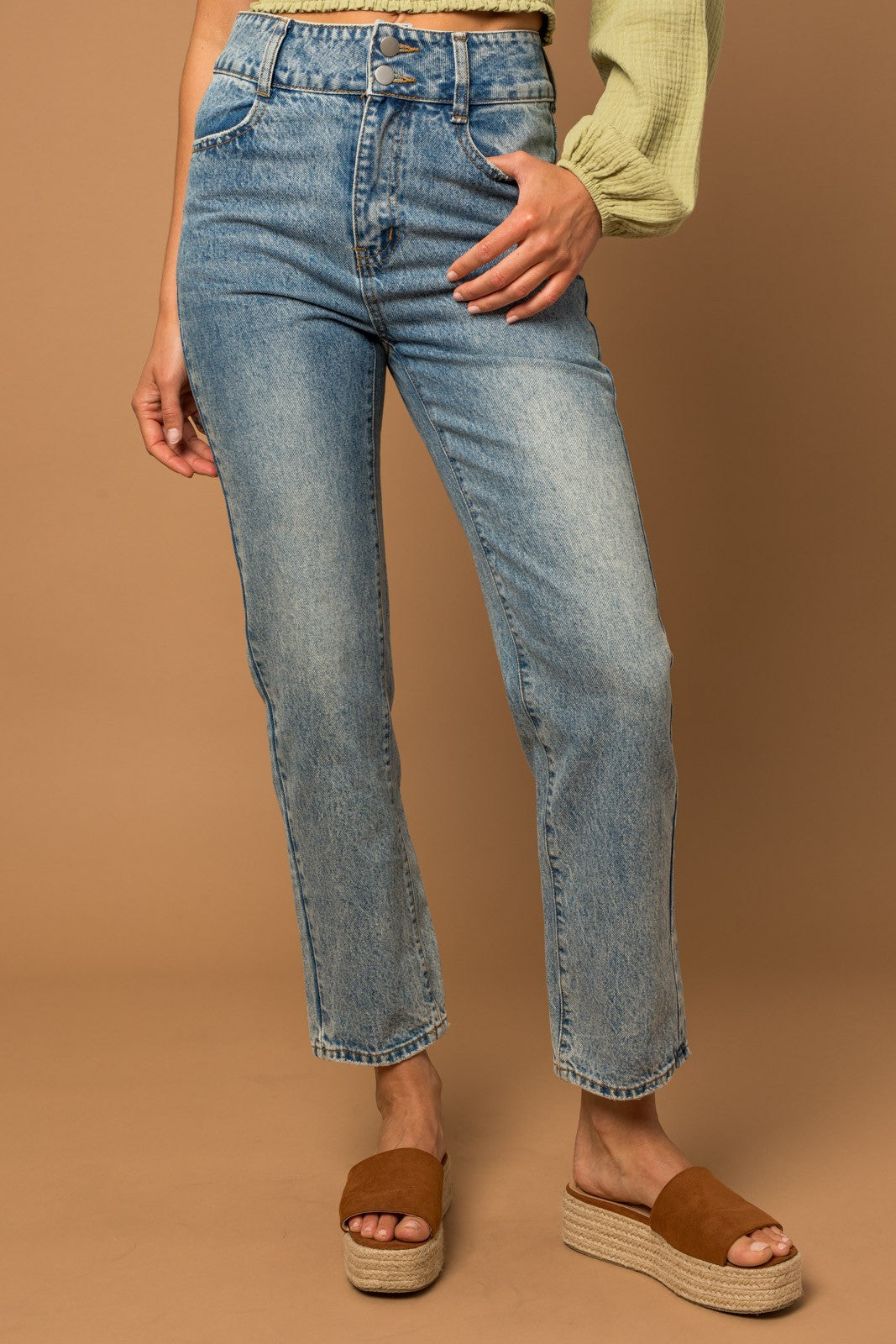 Double Button High Rise Jeans