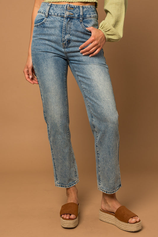 Double Button High Rise Jeans