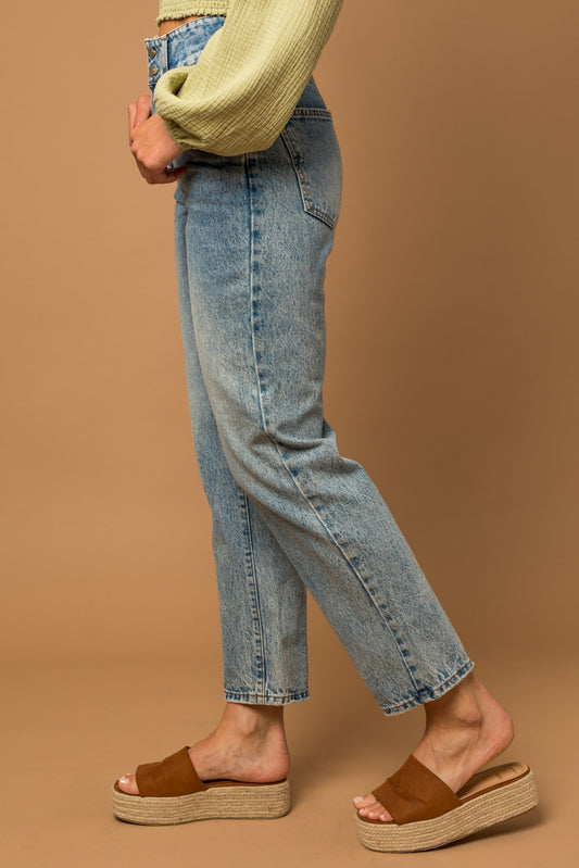 Double Button High Rise Jeans