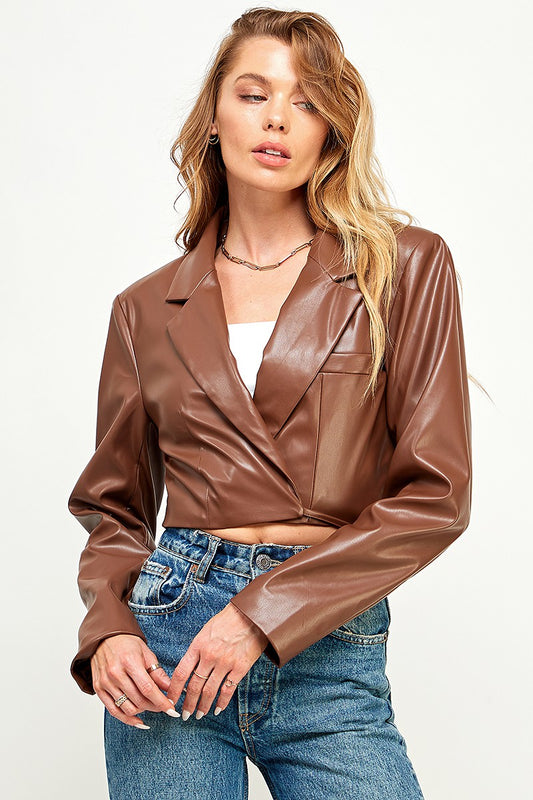Donna Faux Leather Top