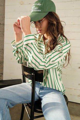 Ella Oversized Striped Satin Shirt